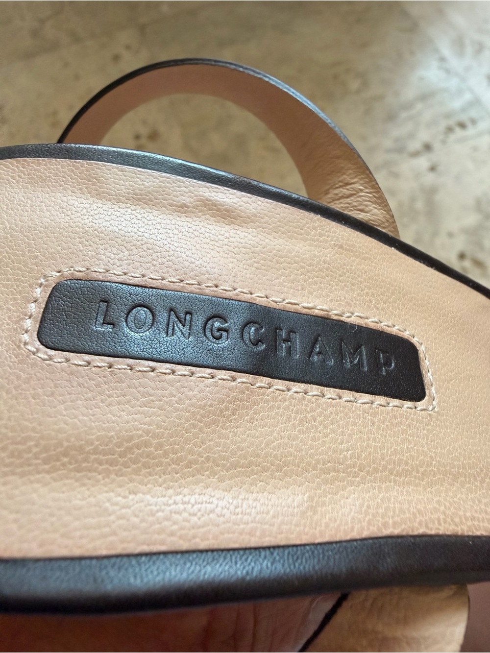Longchamp chocolate Leather Ankle-Strap Wedge Sandals with Snake-Print Platform - Picture 4 of 4